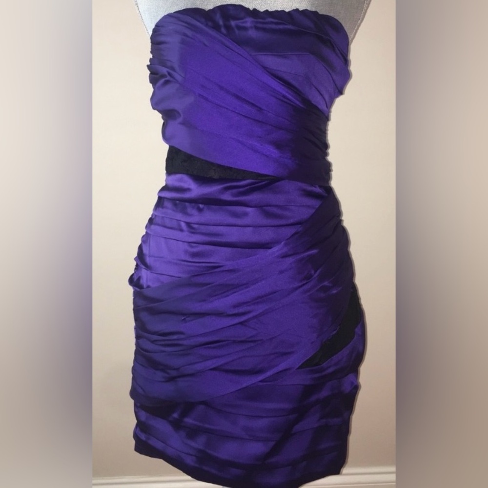 EUC Express Purple Satin Ruched Dress Size 10
